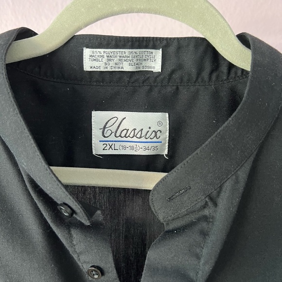 Black no collar tuxedo shirt - Picture 2 of 2